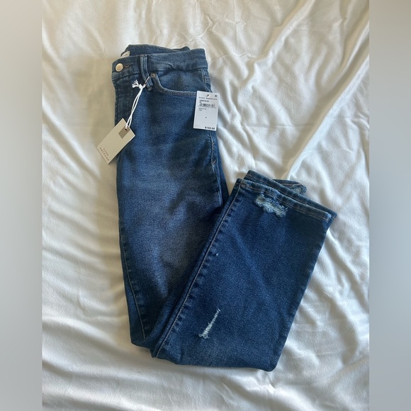*GOOD AMERICAN Good Legs Straight Indigo Distressed Jean Indigo 6/28 NWT O-26 - Picture 9 of 14